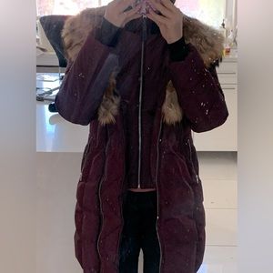 Mackage fur burgundy coat like new